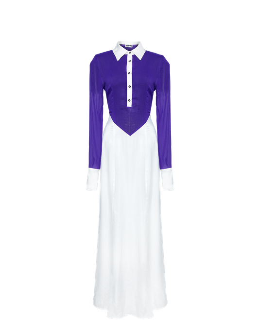 Ashluxe Maxi Long Dress Purple/White