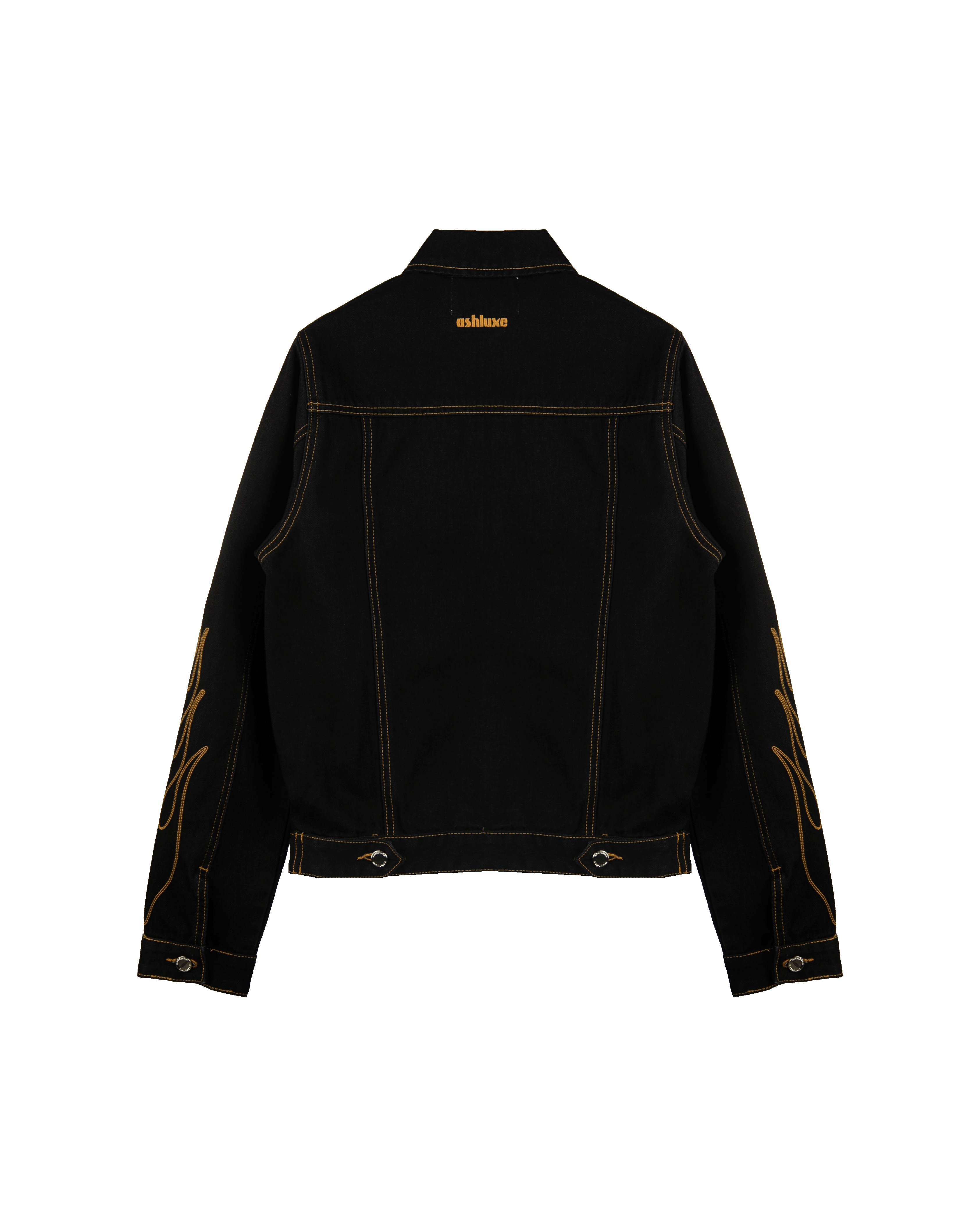 Ashluxe Flame Embroidered Denim Jacket Black