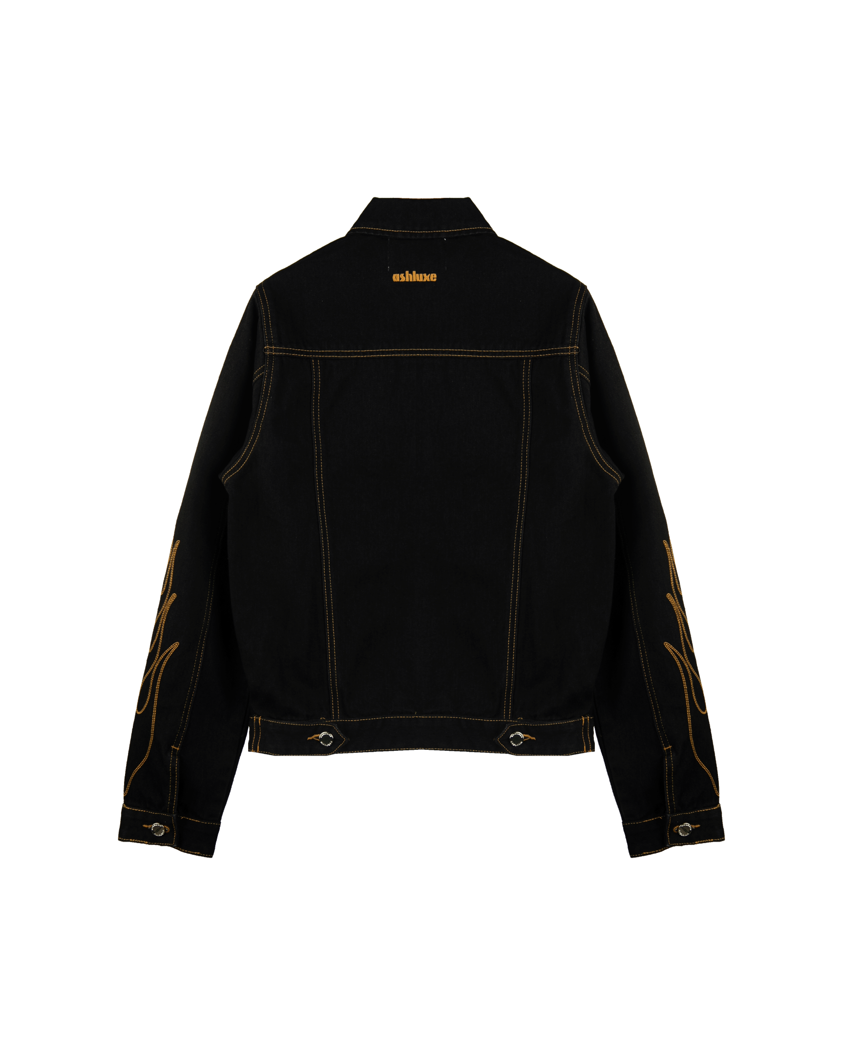 Ashluxe Flame Embroidered Denim Jacket Black