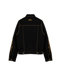 Ashluxe Flame Embroidered Denim Jacket Black