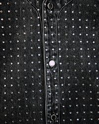 Ashluxe Relaxed Rhinestone Denim Shirt Black