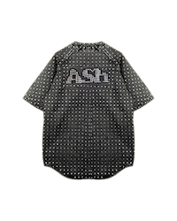 Ashluxe Relaxed Rhinestone Denim Shirt Black