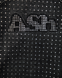 Ashluxe Relaxed Rhinestone Denim Shirt Black