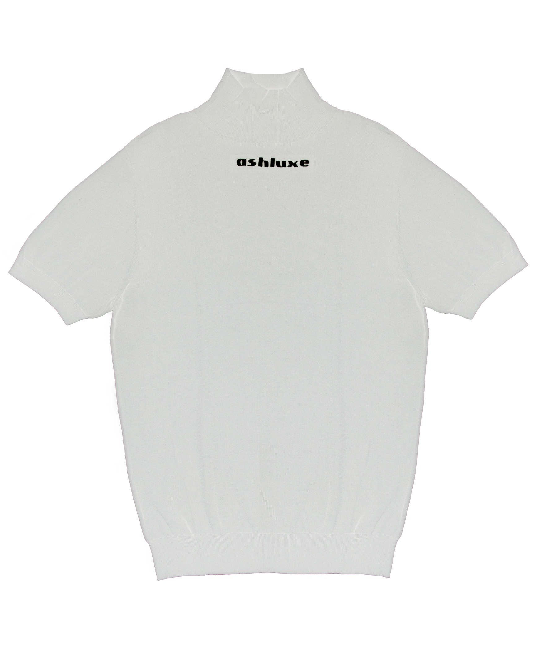 Ashluxe Ribbed Turtleneck Tee White