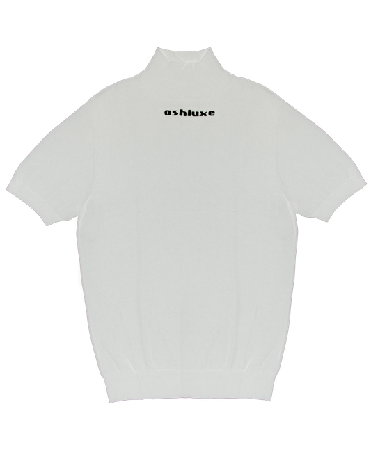 Ashluxe Ribbed Turtleneck Tee White