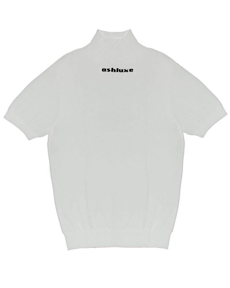 Ashluxe Ribbed Turtleneck Tee White