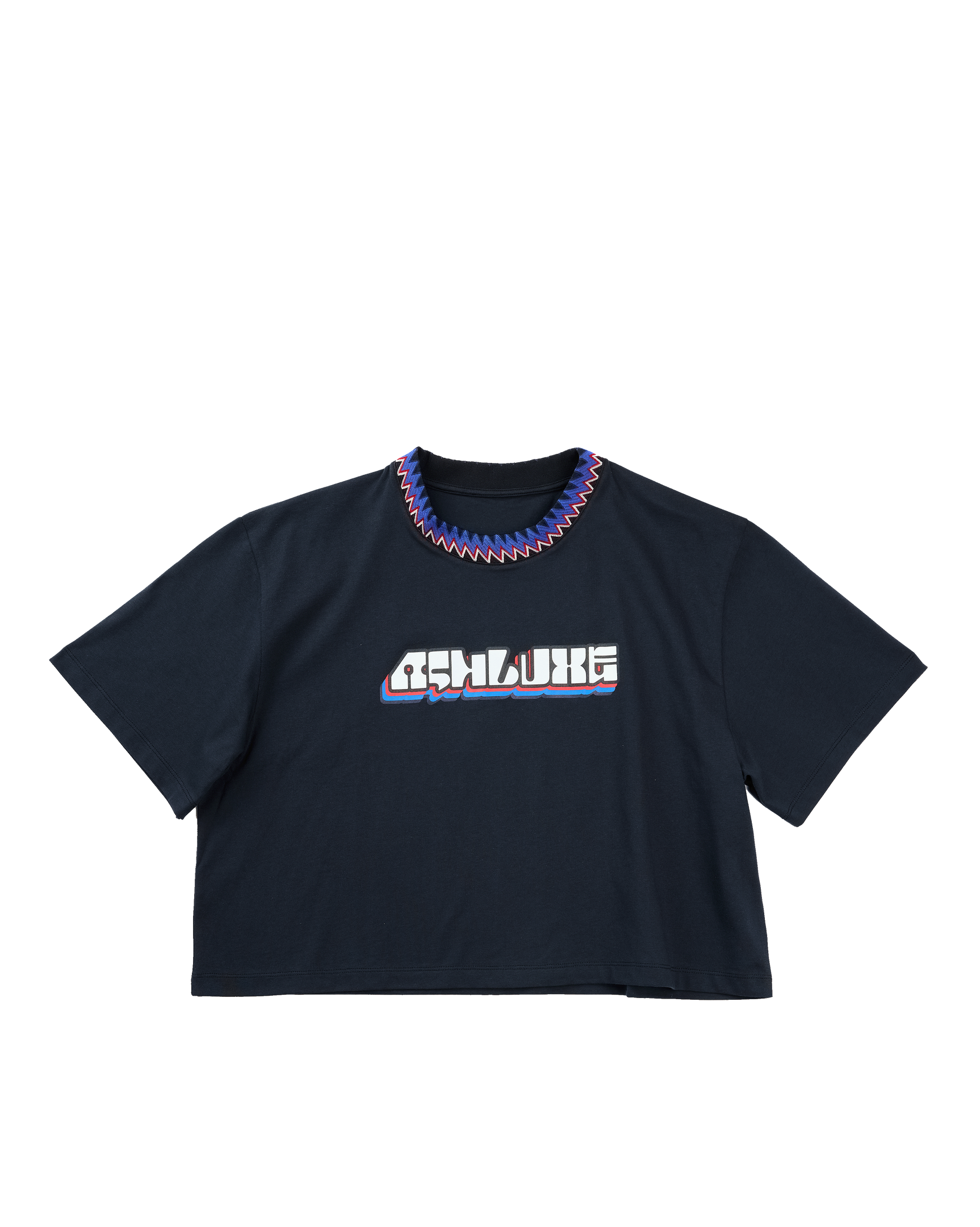 Knitted Neck Cropped T-shirt Black