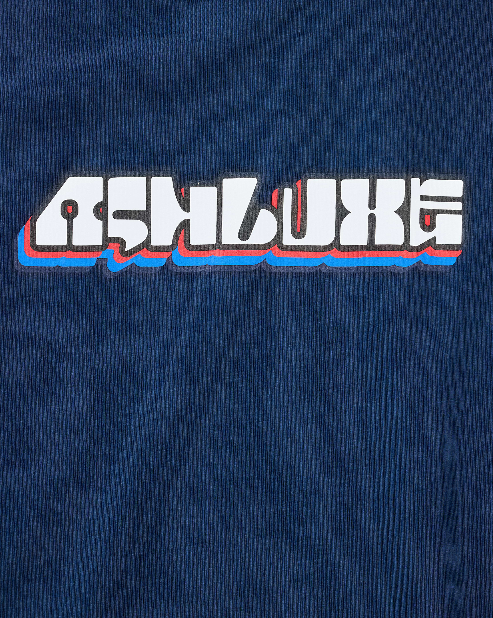 Knitted Neck Rib Logo T-shirt Blue