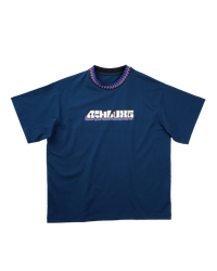 Knitted Neck Rib Logo T-shirt Blue