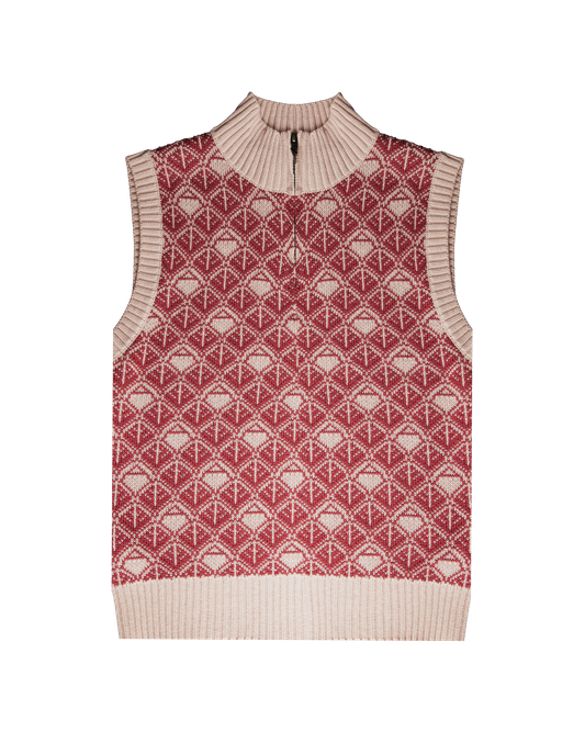 Ashluxe  Zip Monogram Knitted vest Pink
