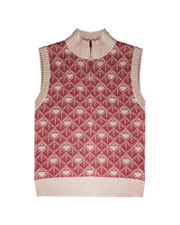 Ashluxe  Zip Monogram Knitted vest Pink