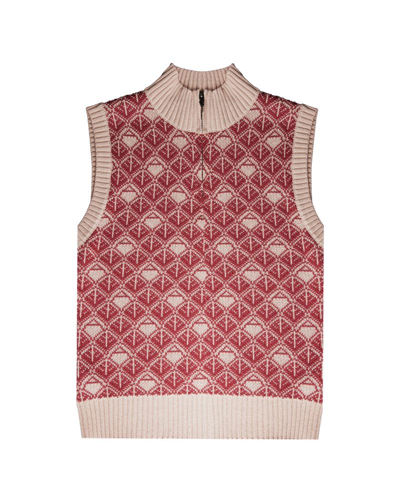 Ashluxe  Zip Monogram Knitted vest Pink