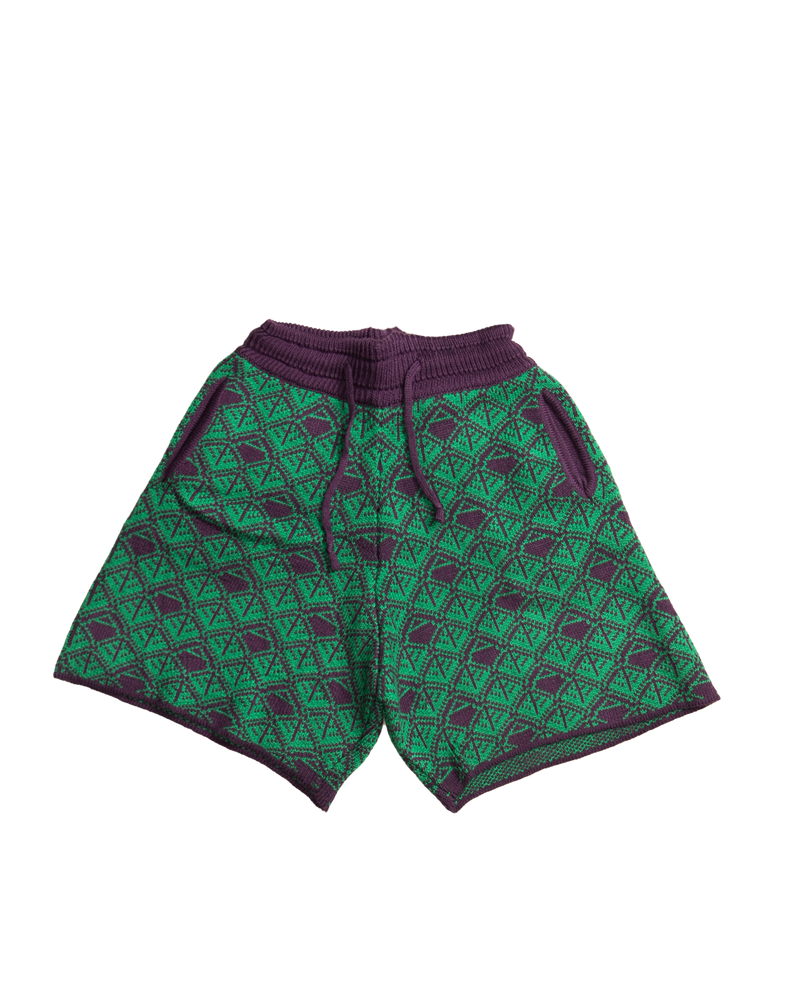 Ashluxe  Monogram Knitted Short Purple Green