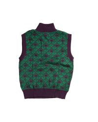 Ashluxe  Zip Monogram Knitted vest Purple Green