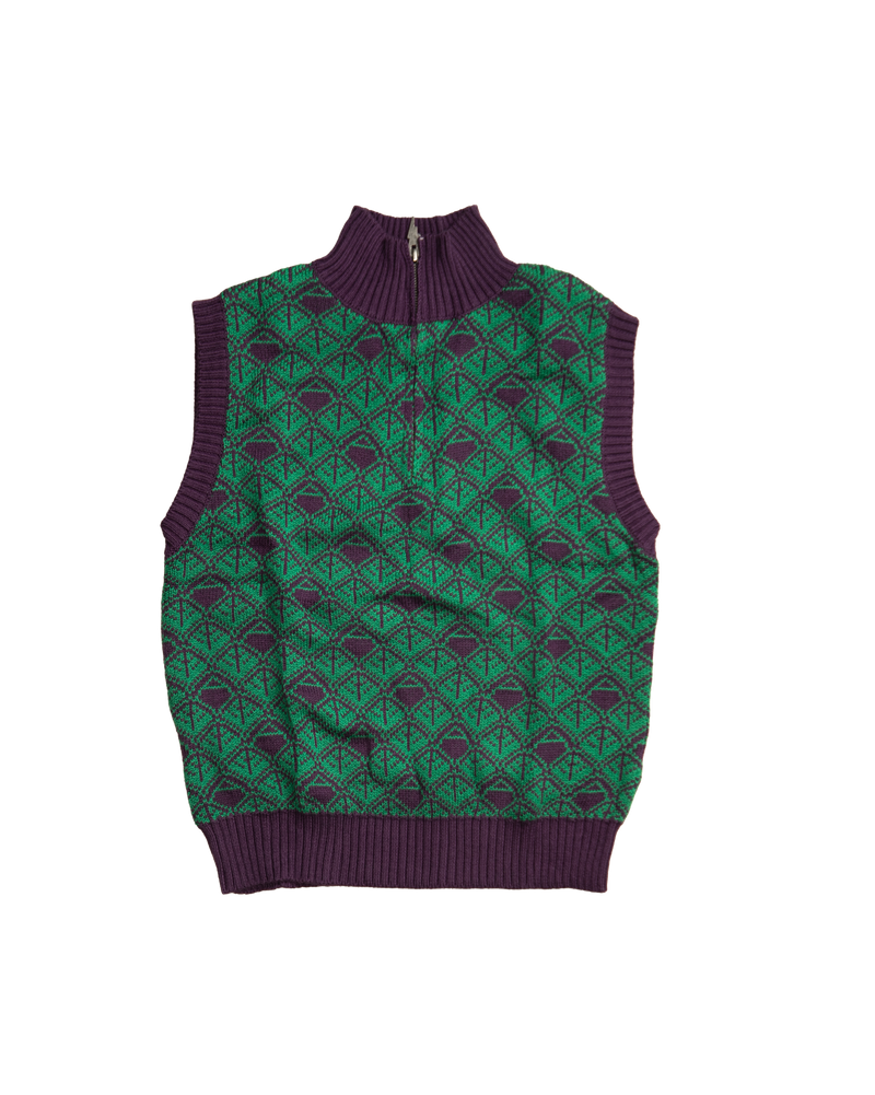 Ashluxe  Zip Monogram Knitted vest Purple Green