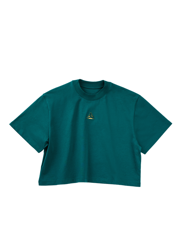 Metallic Logo Cropped T-Shirt Green