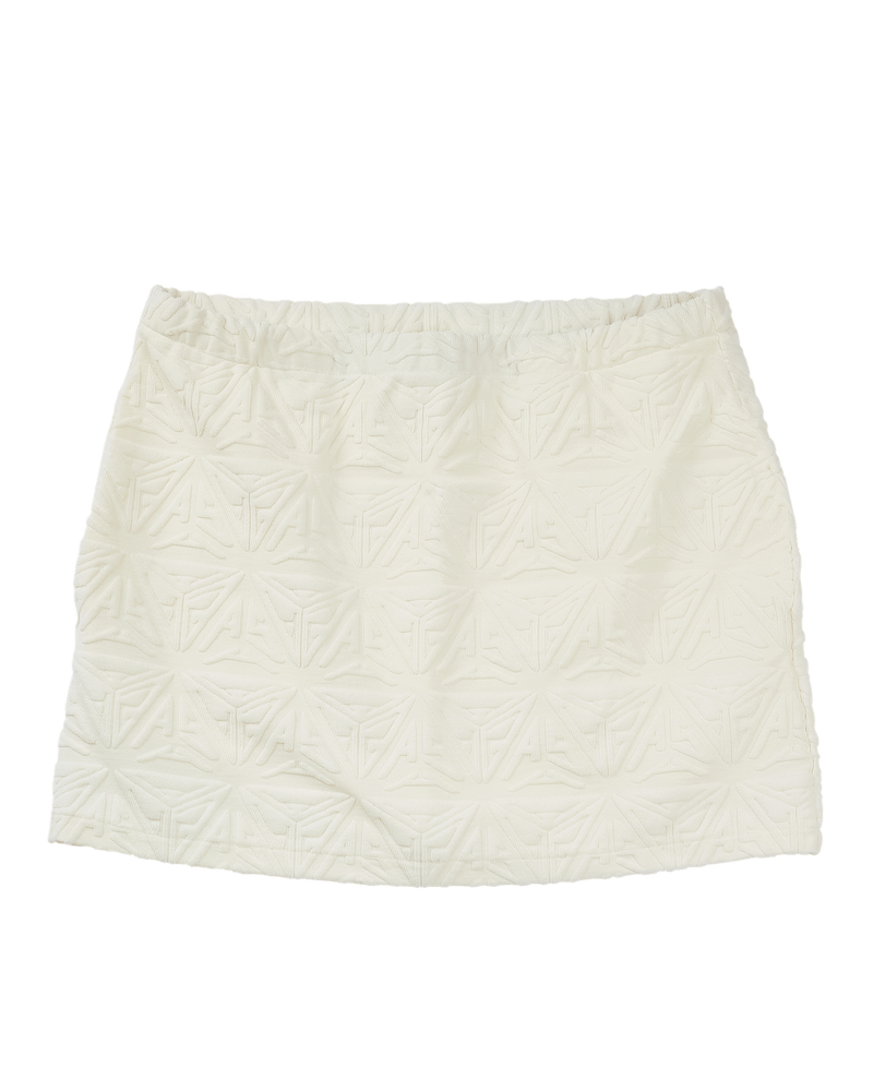 Monogram Plush  A Line Mini Skirt White
