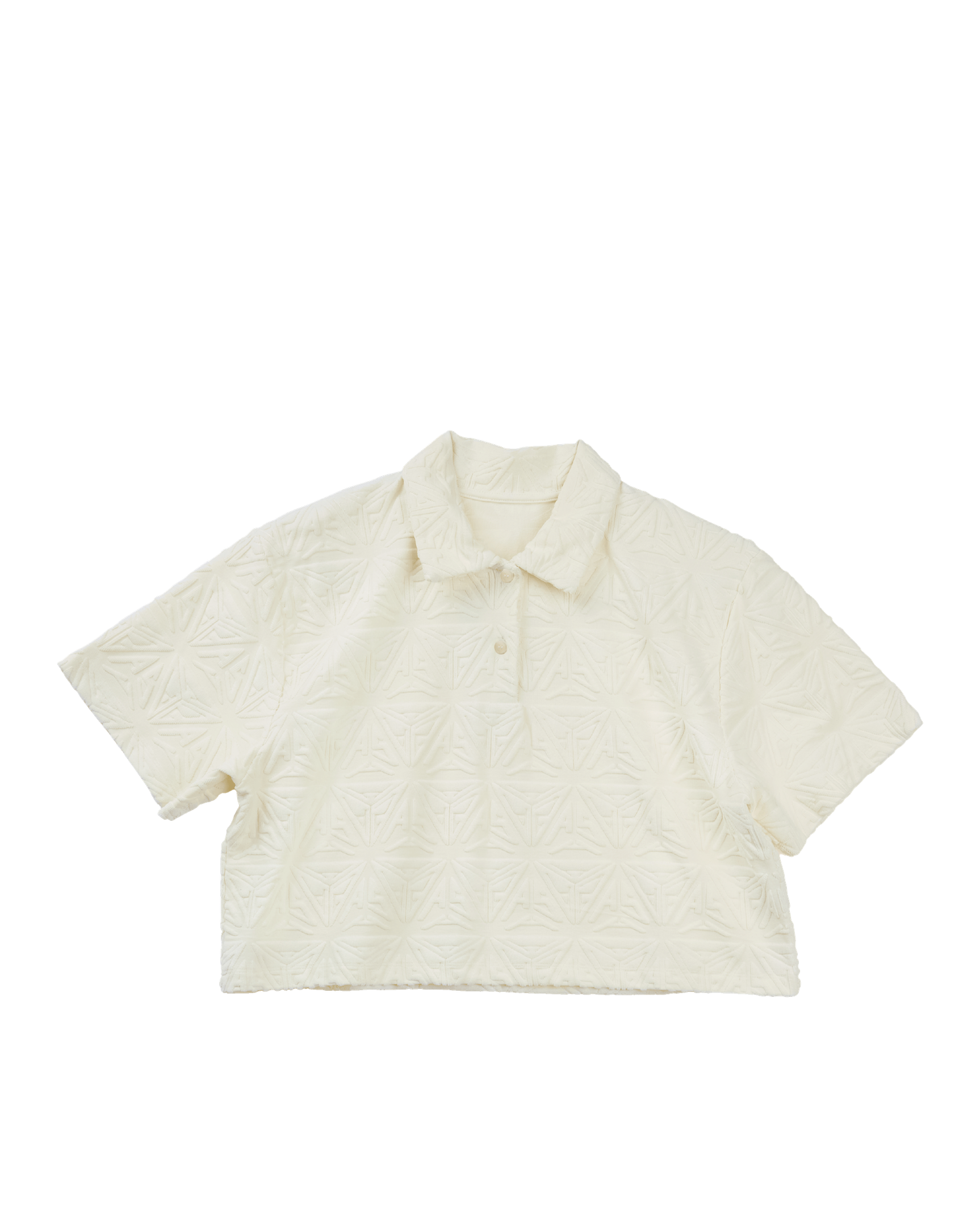 Monogram Plush Cropped Polo Shirt White