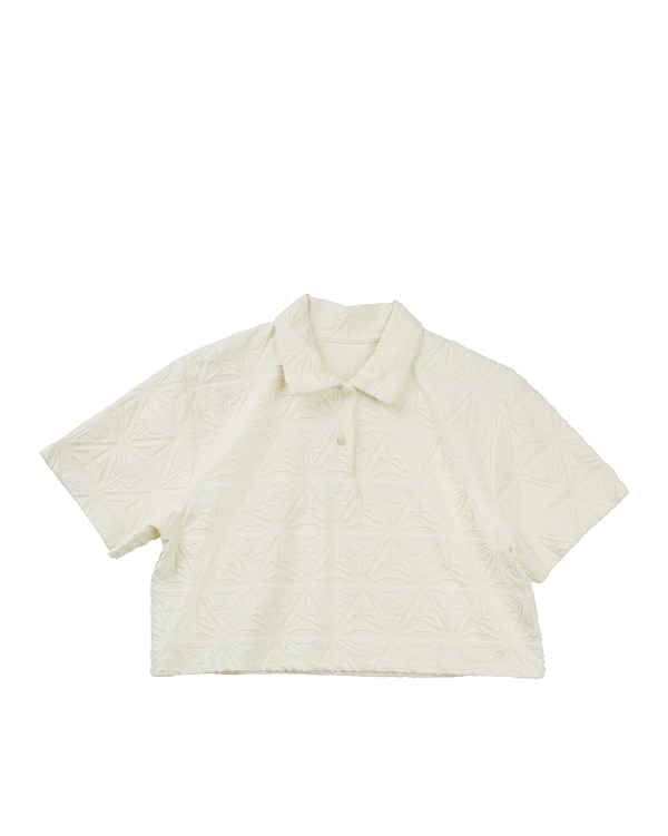 Monogram Plush Cropped Polo Shirt White