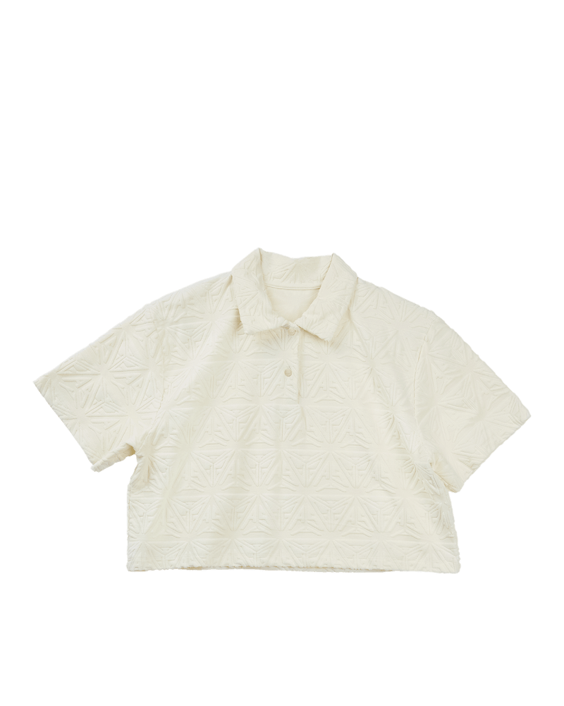 Monogram Plush Cropped Polo Shirt White