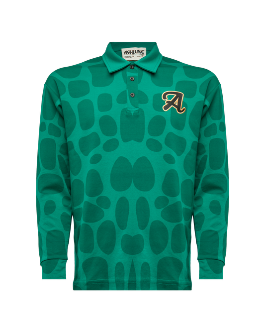 Ashluxe A Print Longsleeve Polo Green