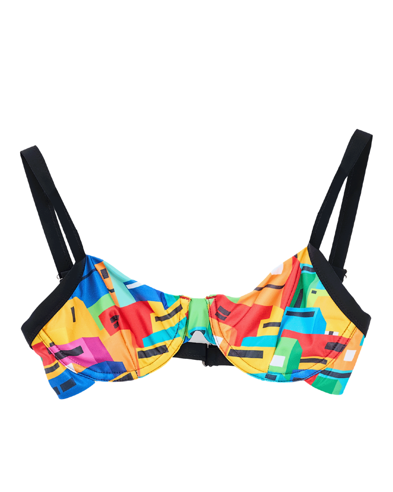 Urban Mosaic Print Bikini Top Multi