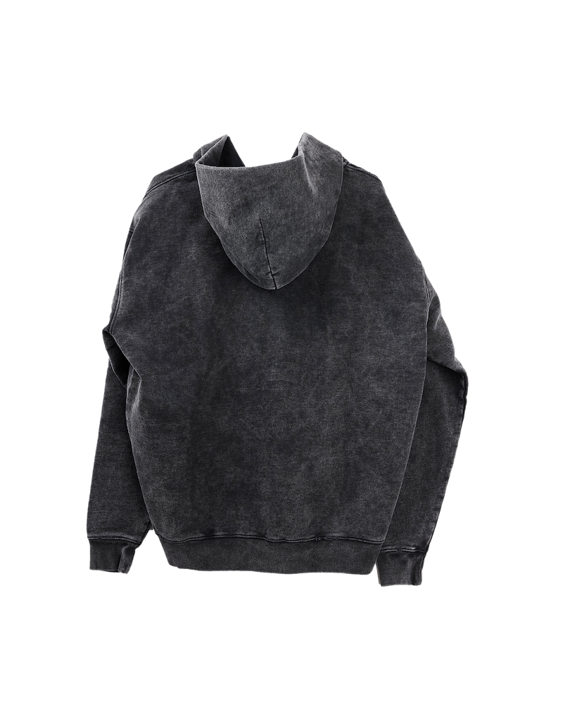 Ashluxe Vintage Acid Wash Zip Hoodie Black