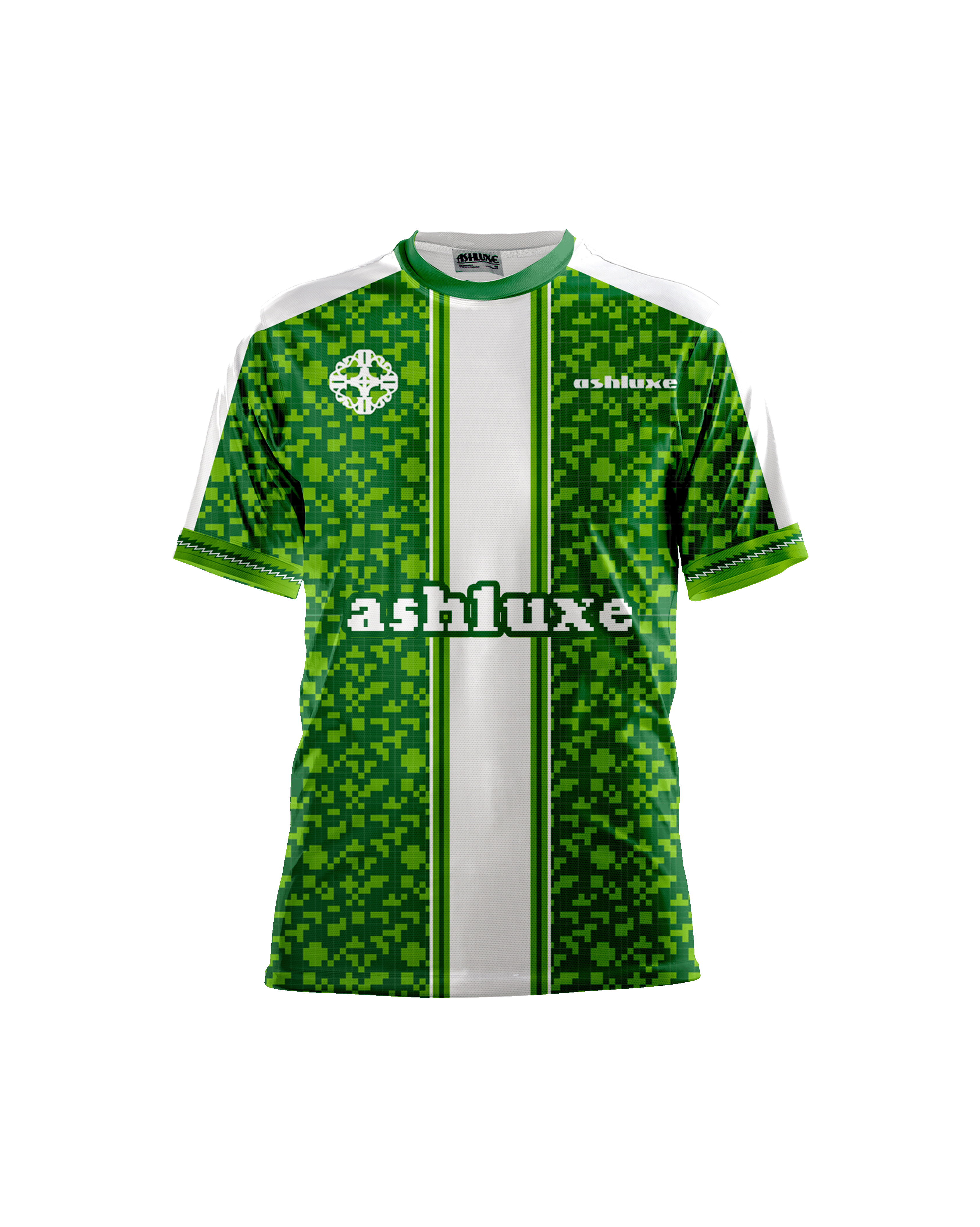 Ashluxe Pixel Print Jersey Green White