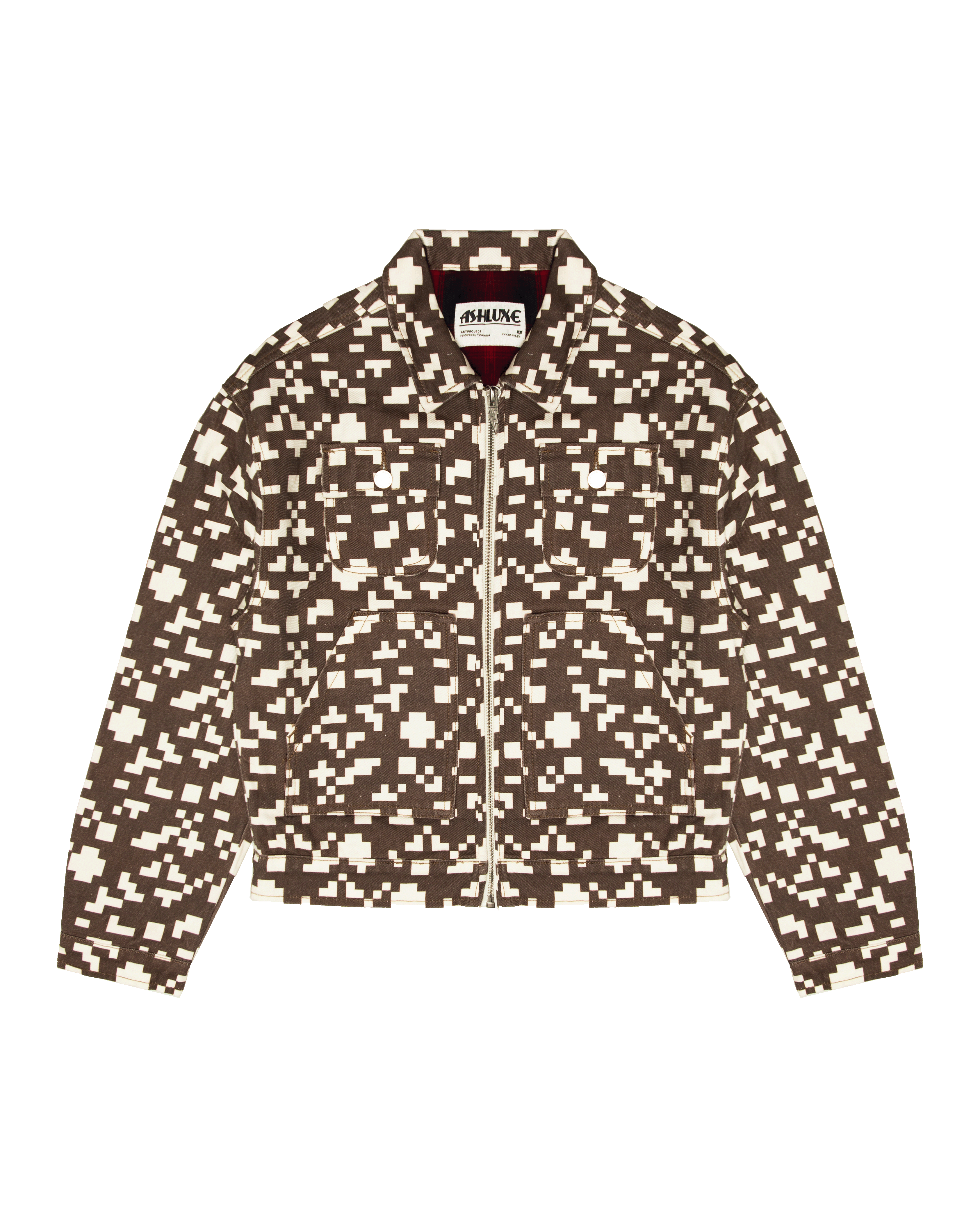 Ashluxe Pixel Denim Jacket Brown