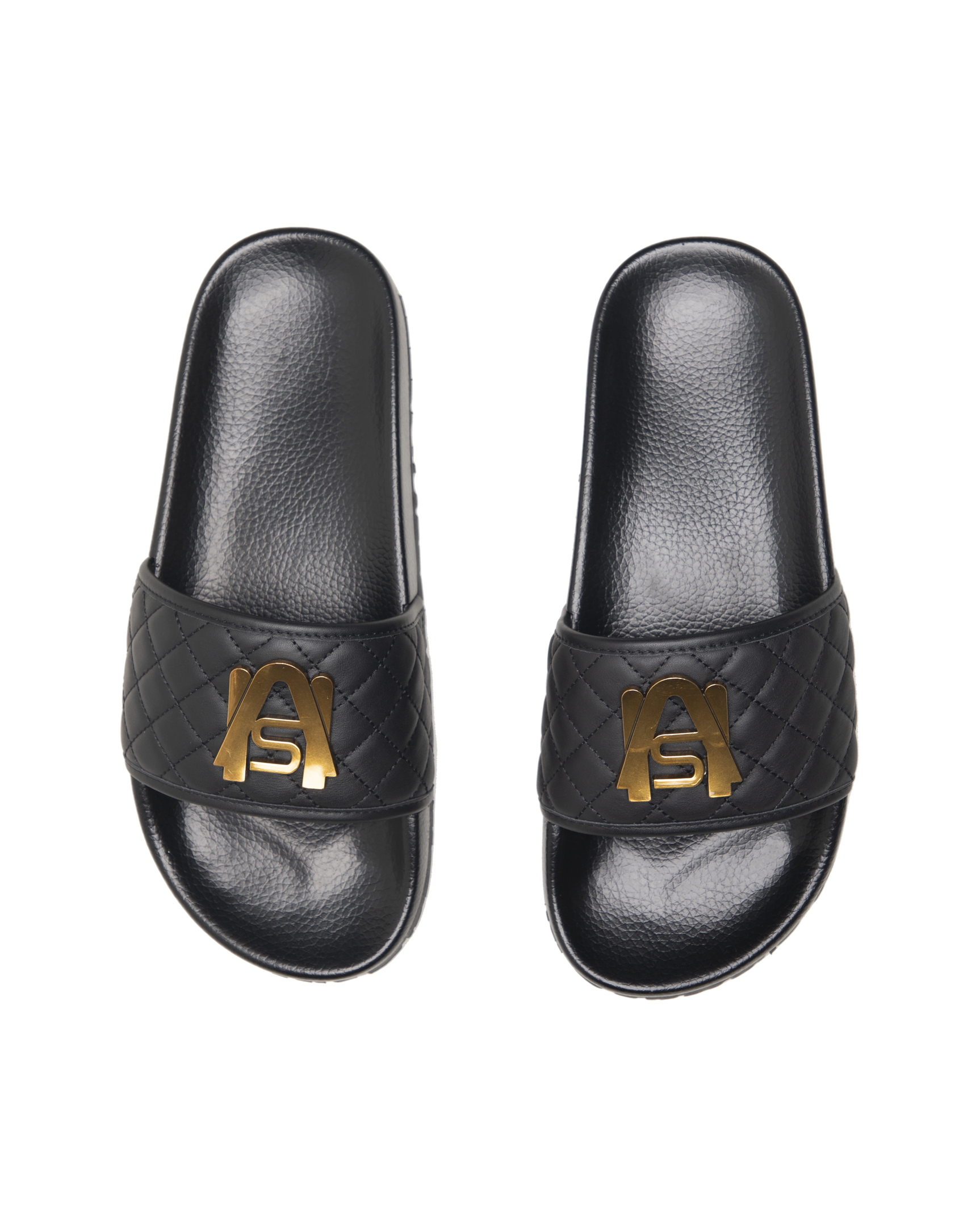 Ashluxe Paradise Quilted Leather Slides Black