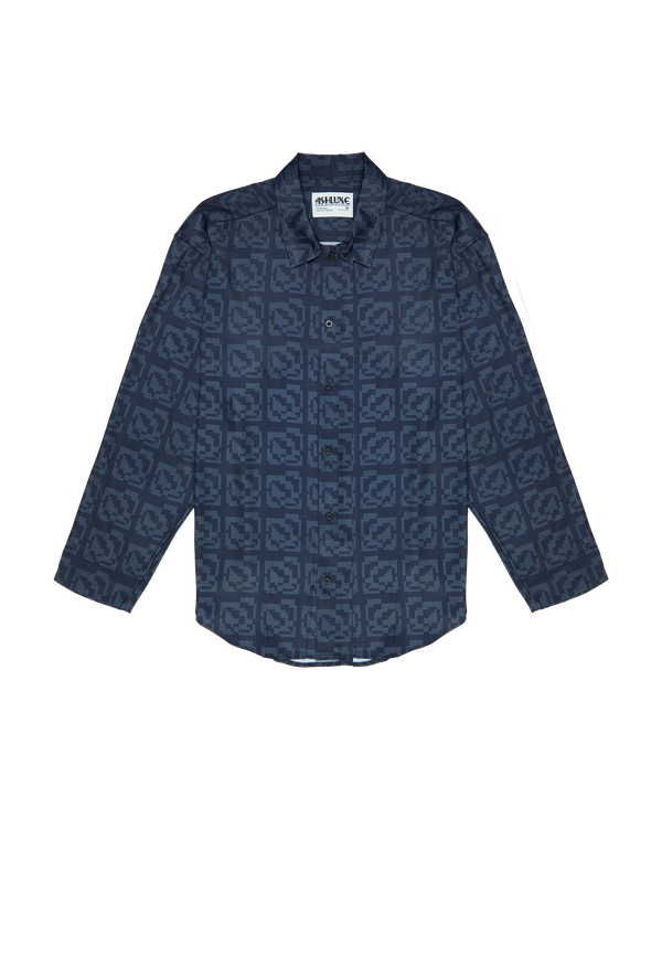 Ashluxe Exquisite Pixel Satin Shirt Black