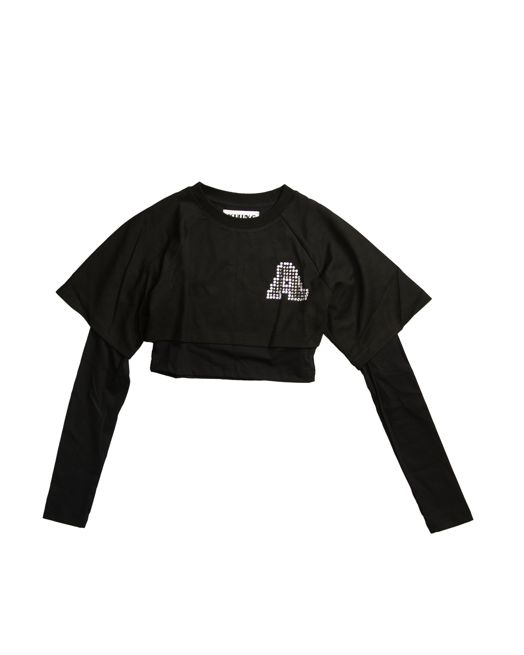 Ashluxe Women A Bling Star Layered crop tee Black