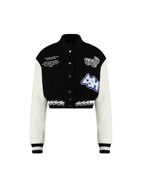 Ashluxe Female Varsity Jacket Black White