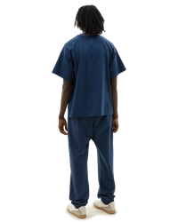 Knitted Neck Rib Logo T-shirt Blue