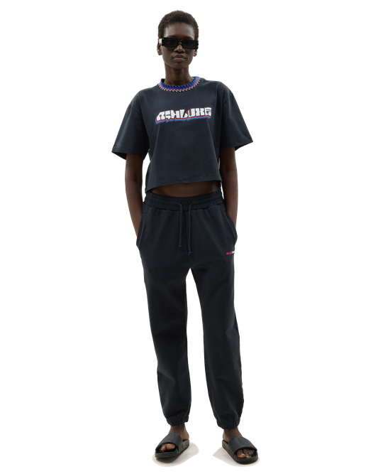Knitted Neck Cropped T-shirt Black