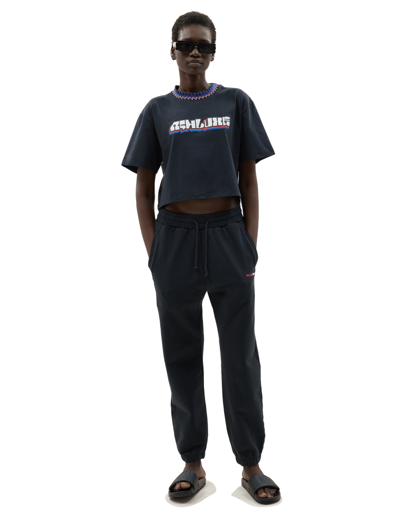 Knitted Neck Cropped T-shirt Black