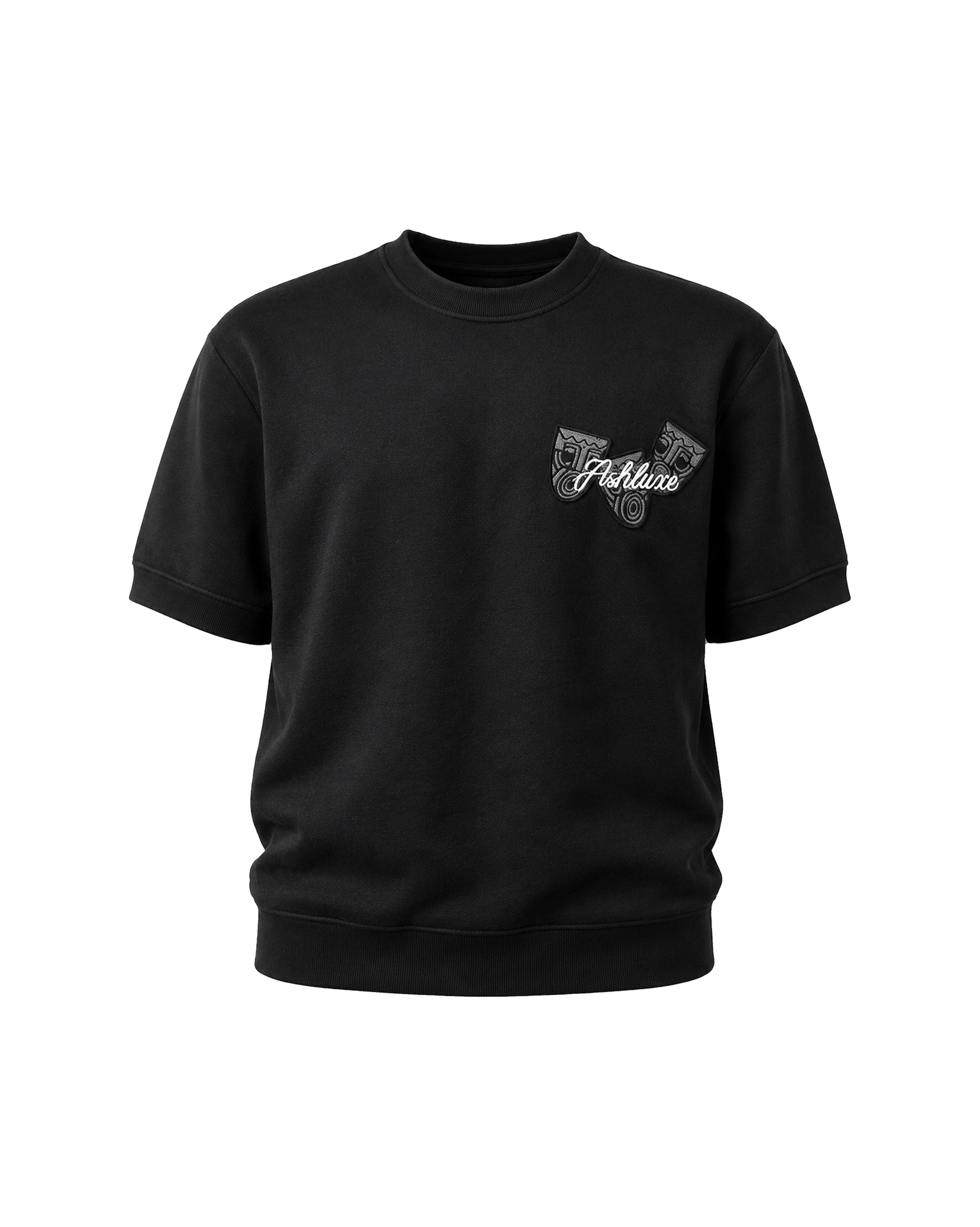 Ashluxe Ribbed Mask Badge Tees - Black