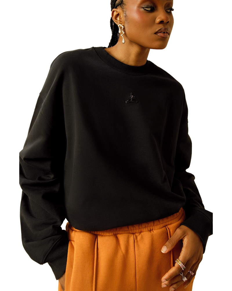 Metallic Small Logo Sweatshirt Black