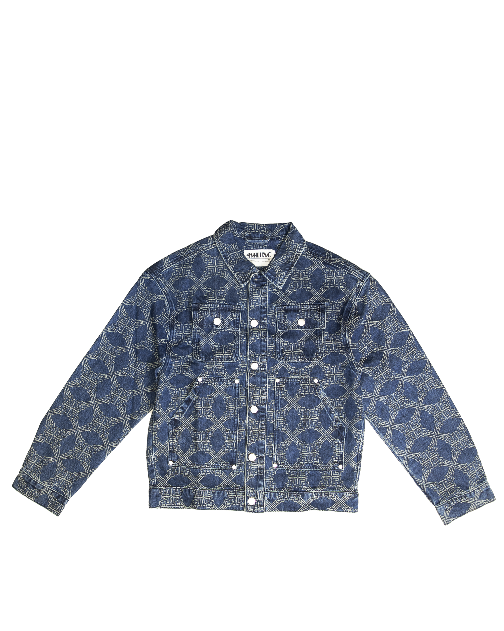 Ashluxe Monogram Denim Jacket Blue