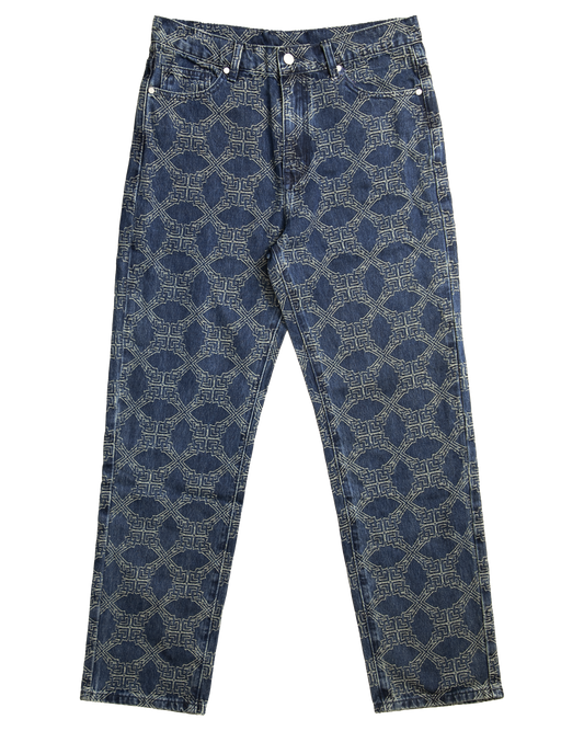 Ashluxe Monogram Denim Pant Blue