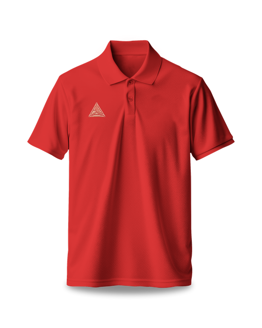 Ashluxe Triangle Logo Lightweight  Polo Red