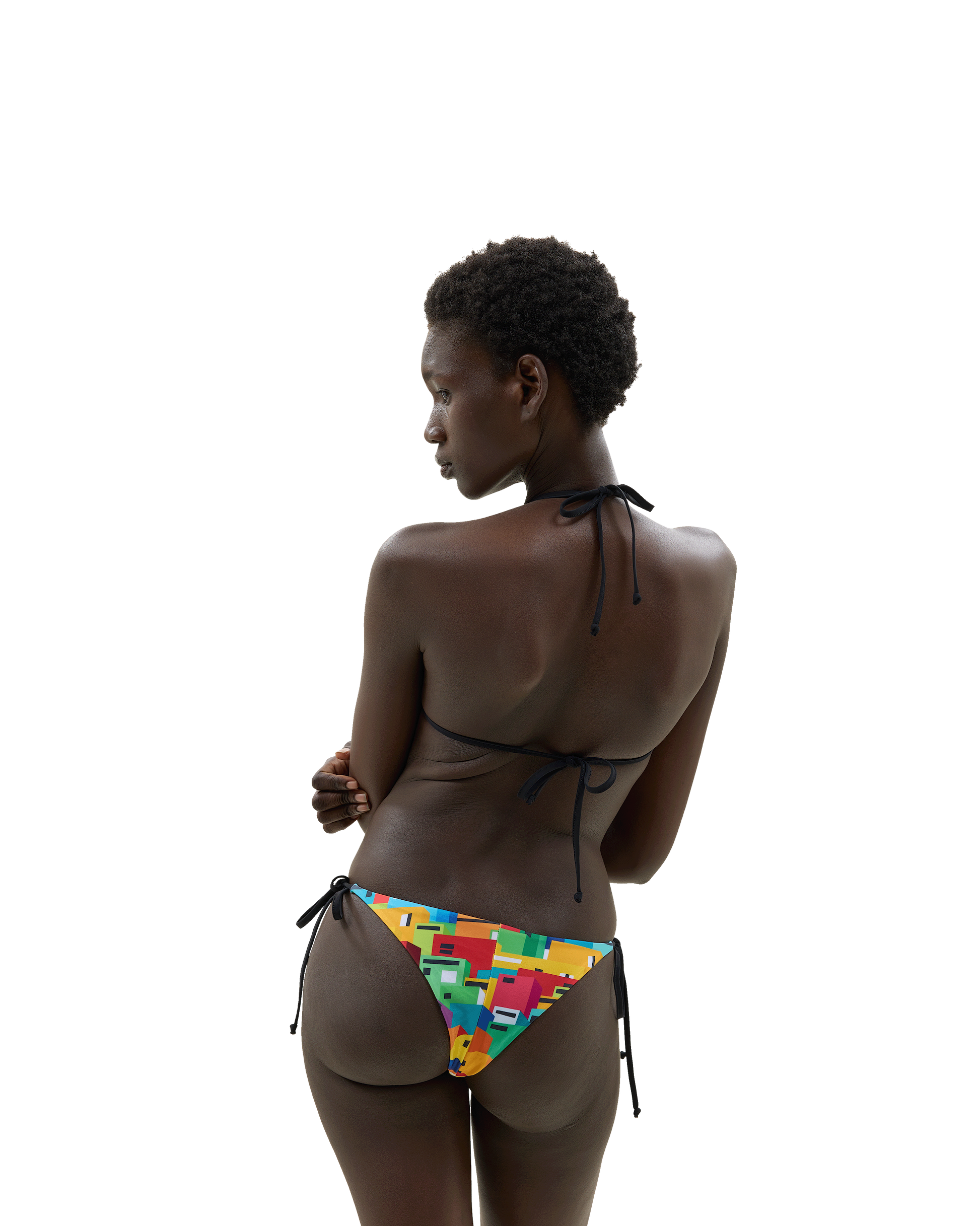 Urban Mosaic Print Triangle Bikini Top Multi