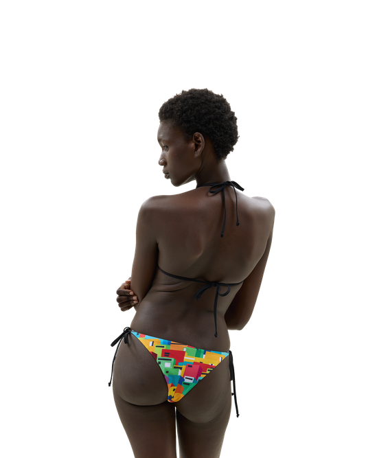 Urban Mosaic Print Triangle Bikini Top Multi