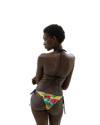 Urban Mosaic Print Triangle Bikini Top Multi