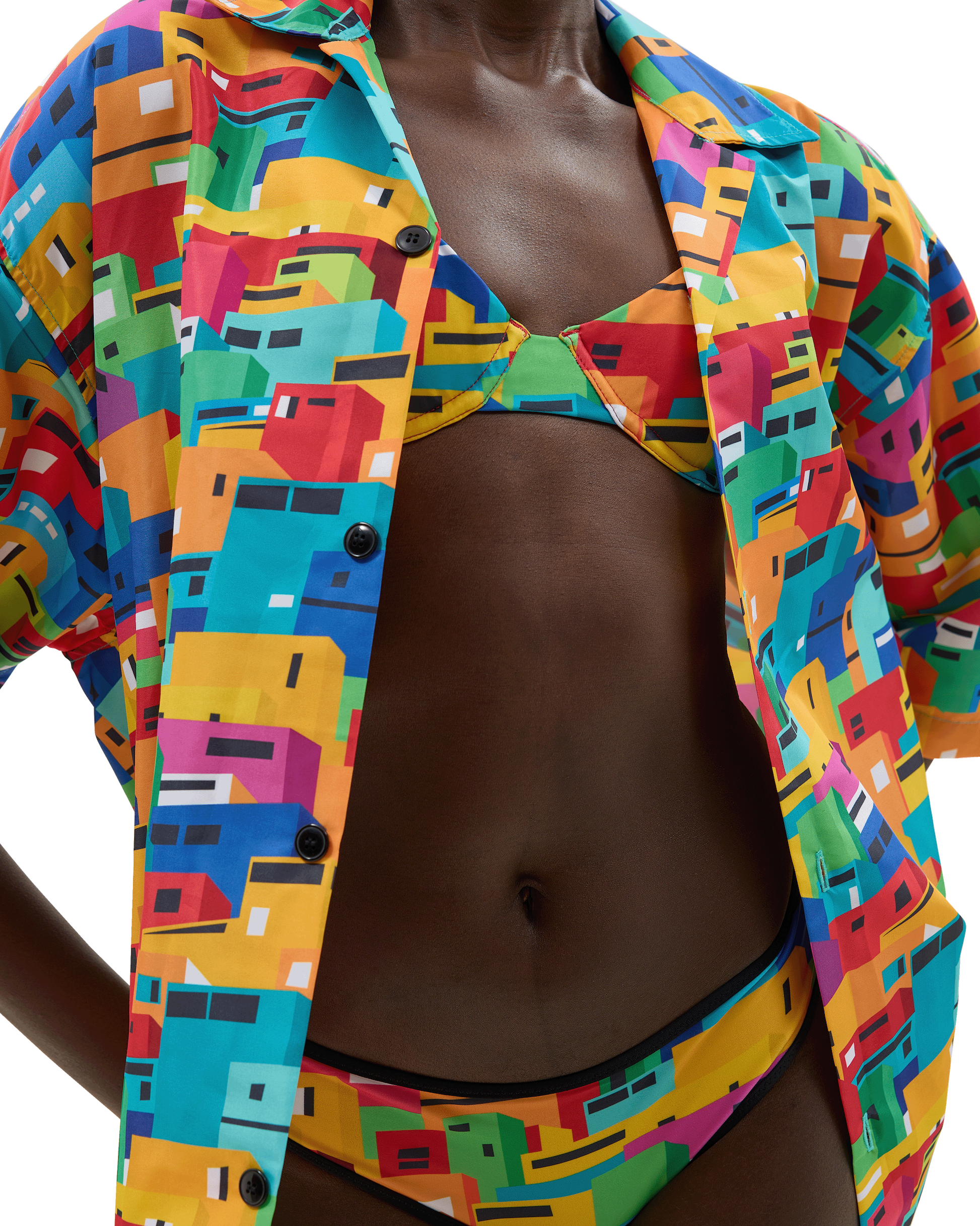 Urban Mosaic Print Bikini Top Multi