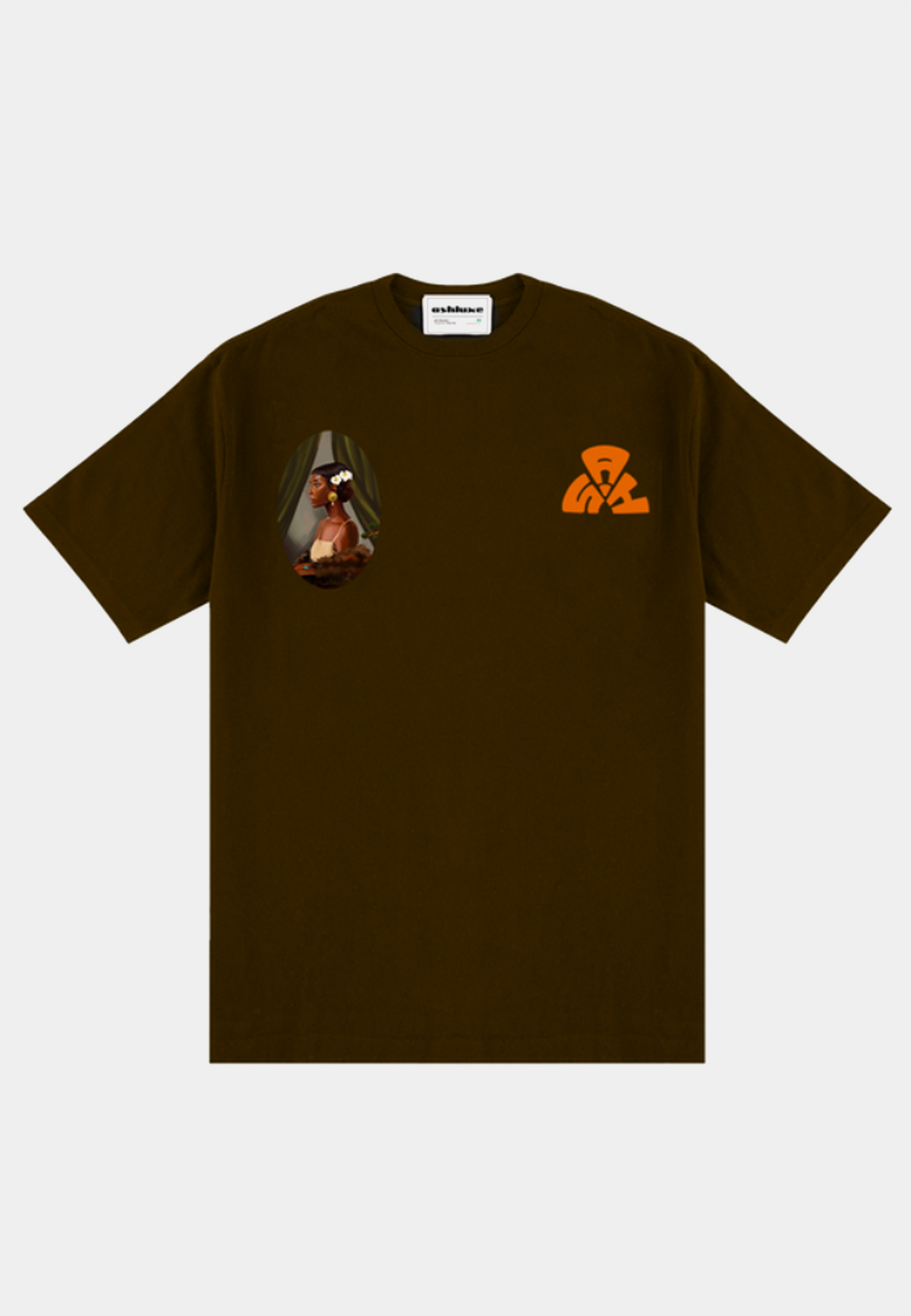 ASHLUXE Over portrait T-shirt - Brown