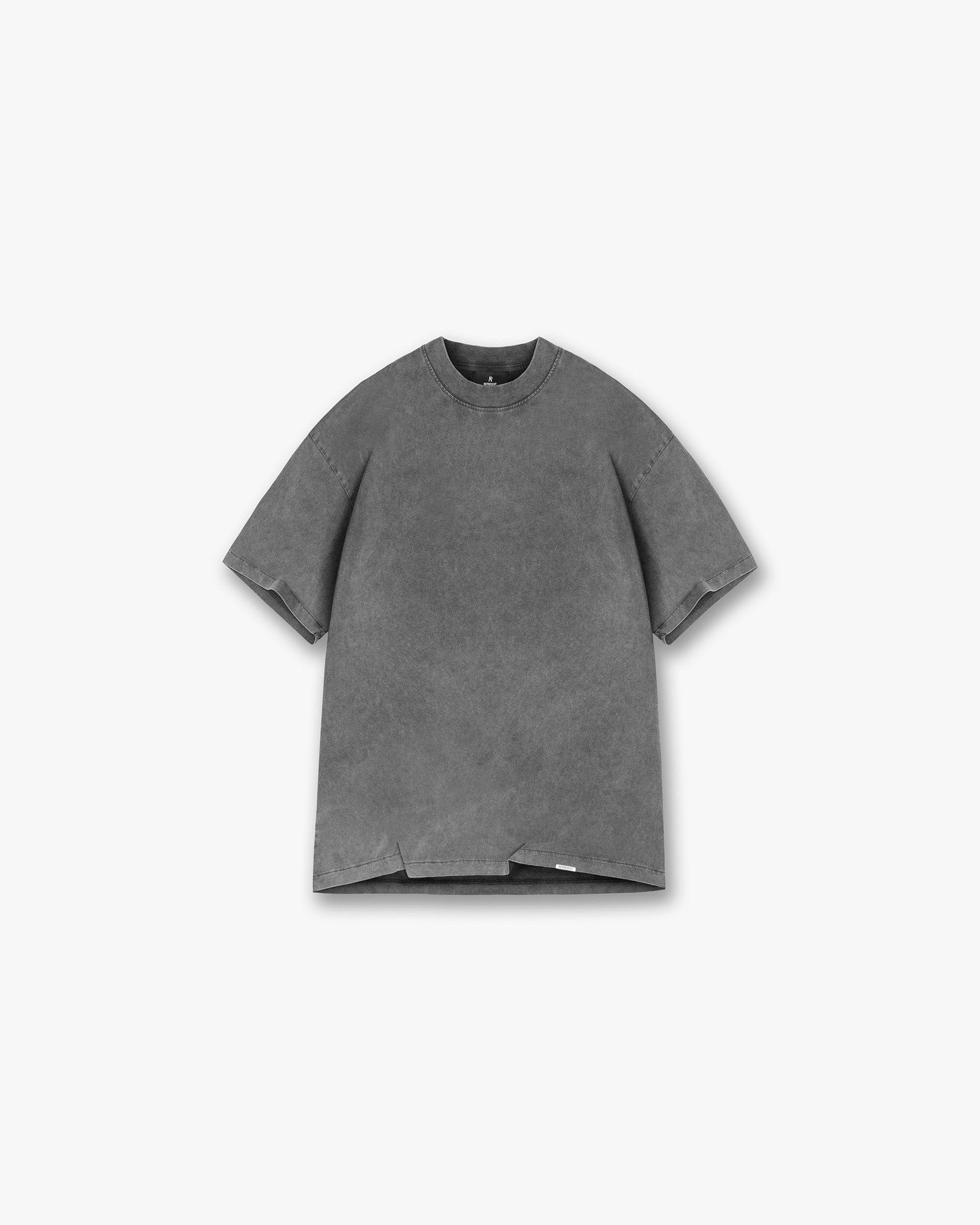 Front product image of a mens grey t-shirt on a plain white background | Initial T-Shirt in Vintage Grey | Crew neck t-shirt with vintage 247 typography | Initial T-Shirts | Represent Clo