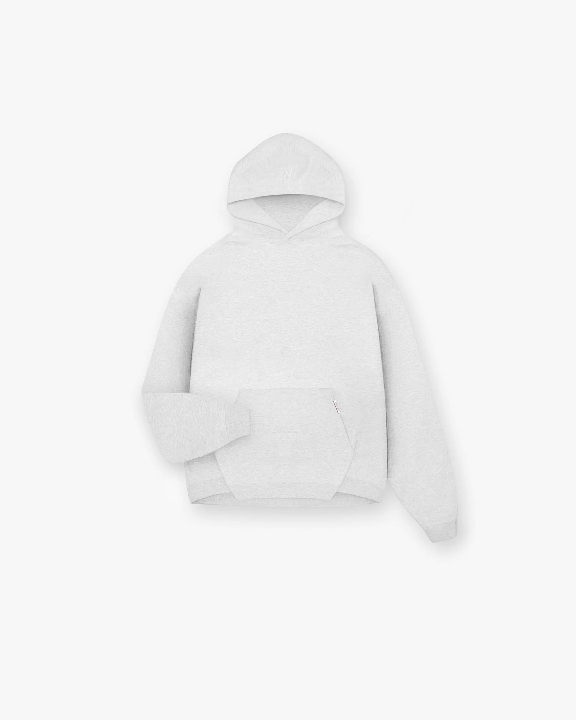 Front product image of a mens grey hoodie on a plain white background | Initial Oversized Hoodie in Ice Grey Marl | Oversized hoodie with relaxed fit | Initial Hoodies | Represent Clo