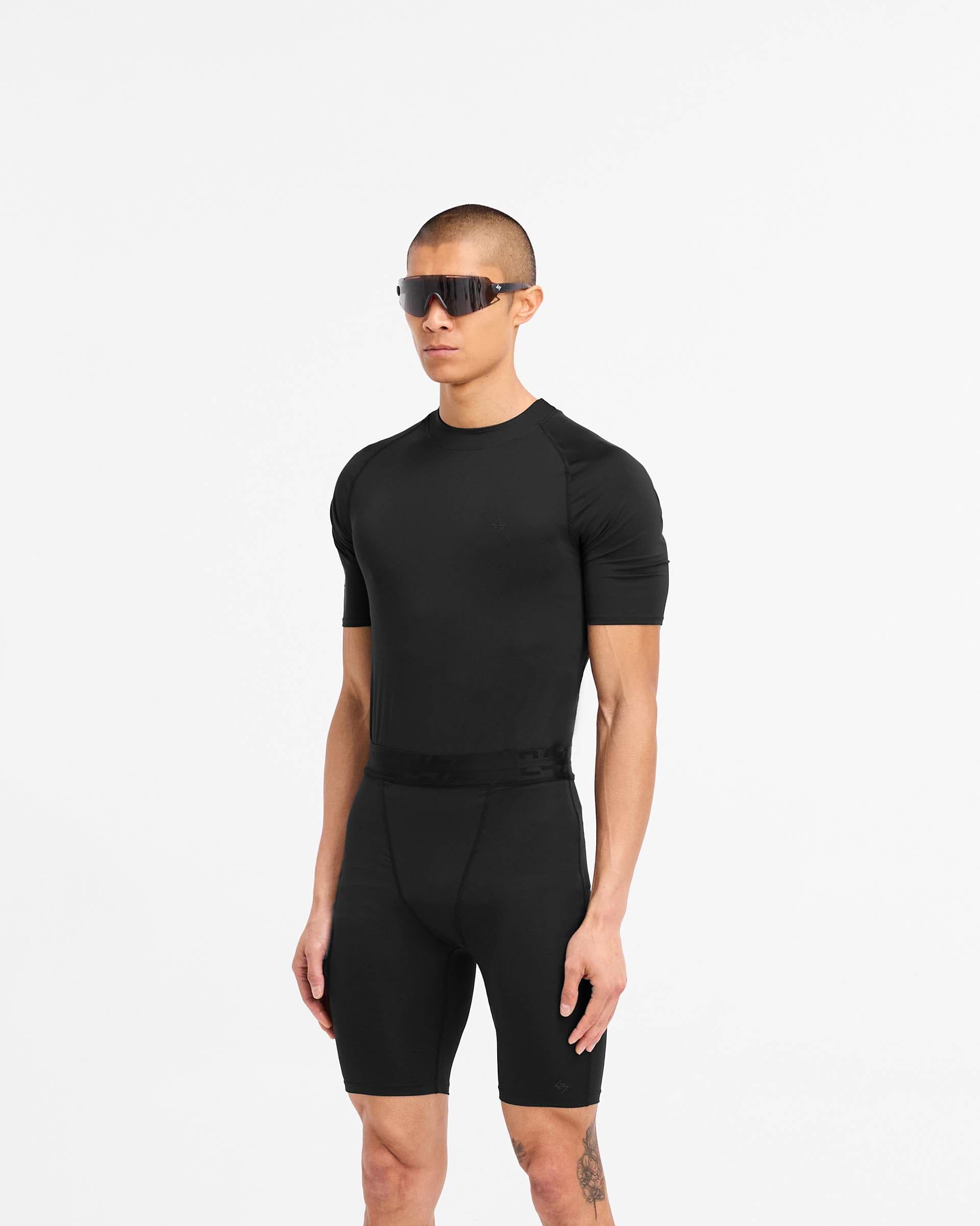 Back product image of a mens black t-shirt on a plain white background | 247 Compound T-Shirt in Black | T-shirt with raglan sleeves and quick drying fabric | 247 T-Shirts | Represent Clo