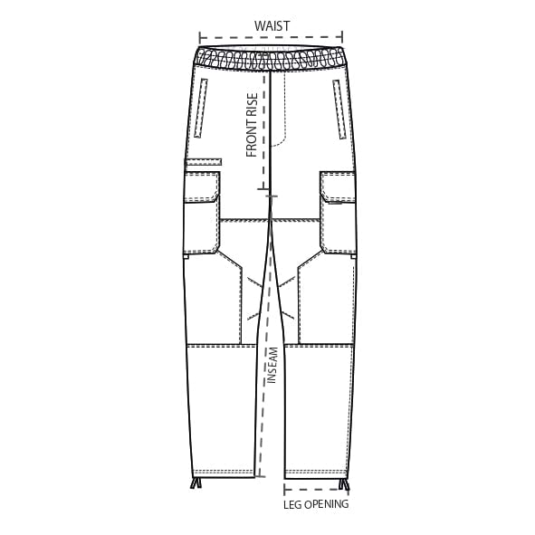 Size Chart M08234 SS23 Cargo Pant Elasticated Waist REPRESENT CLO